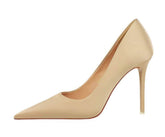Glammed Satin Court Stiletto Pumps EU 33 / Tan / 7.5CM